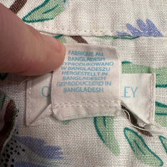 Cynthia Rowley 100% Linen Bird Print Button Front Blouse XL - Picture 3 of 7